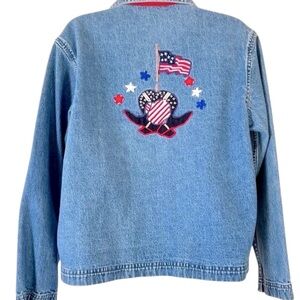 DON'T MESS WITH TEXAS Vtg Denim Blue Jean Jacket Embroidery & Beading Medium